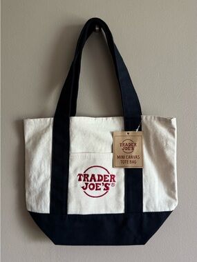 Trader Joe’s Mini Navy Blue Canvas Tote Bag, New with tags
